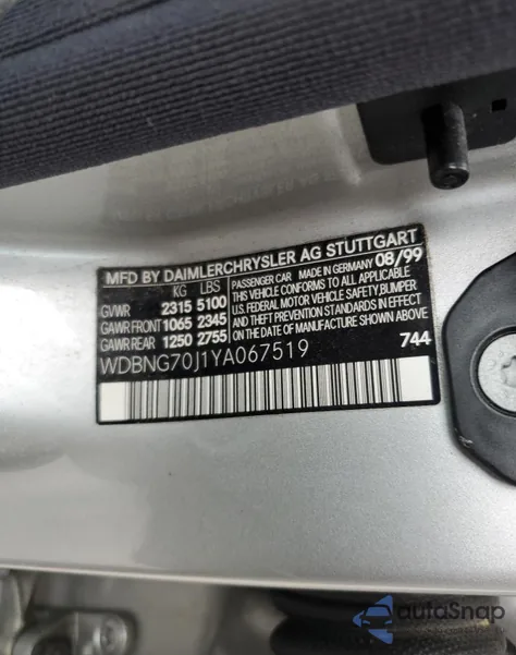 2000 Mercedes-Benz S 430 z USA, uszkodzony, nr VIN WDBNG70J1YA067519